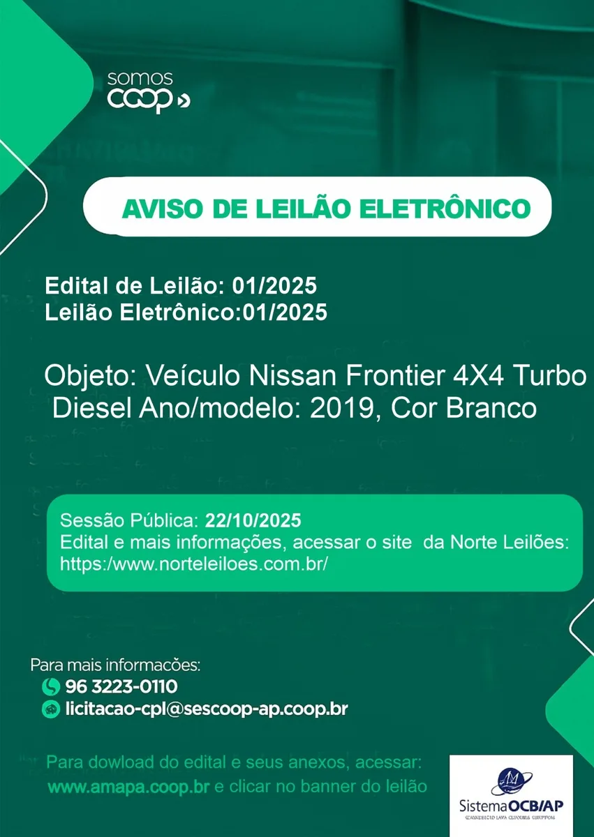 Aviso de Leilão Eletrônico
