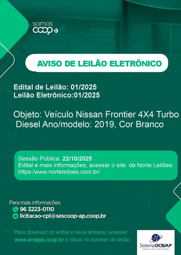Aviso de Leilão Eletrônico