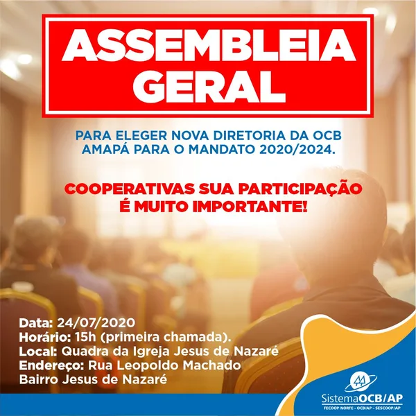 Assembleia Geral vai eleger nova diretoria da OCB Amapá para o mandato 2020/2024